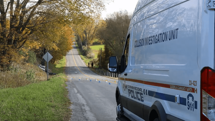 Police investigate a fatal crash on Howden Road in Oshawa Sunday.