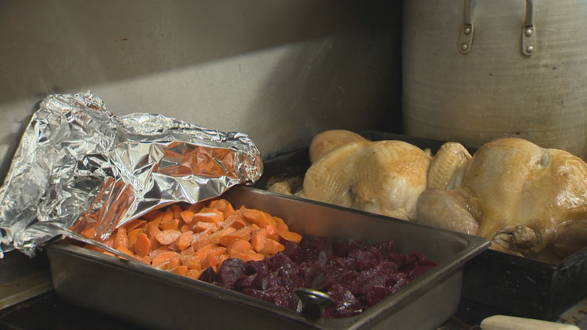 Food being cooked in the kitchen at the Beer can on Saturday.