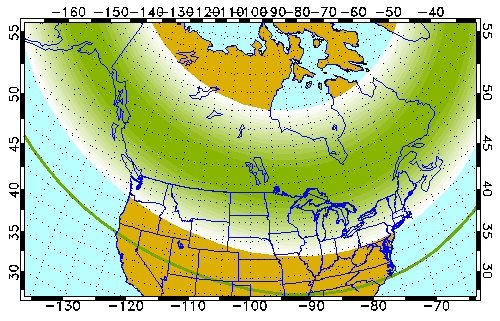 A graphic from the University of Alaska Fairbanks showing where Saturday night’s Northern Lights could be seen.