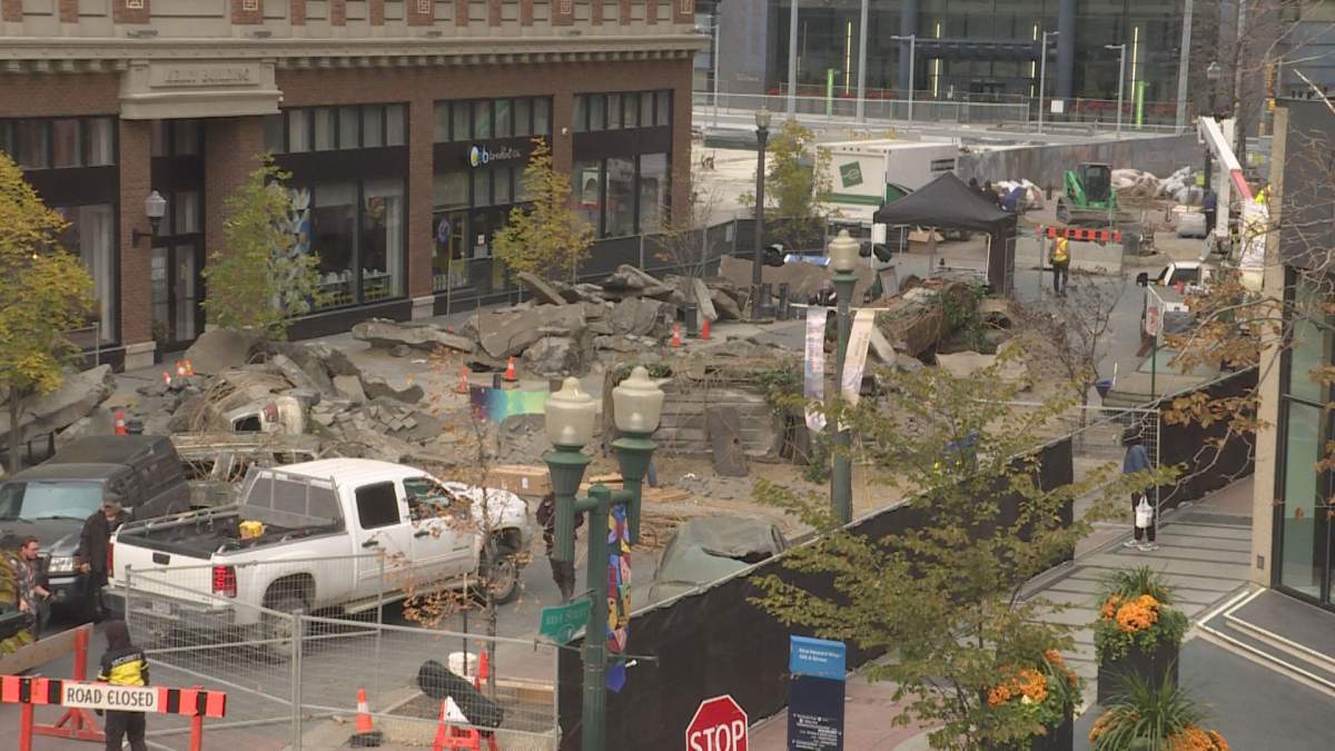 “‘The Last of Us” HBO television production set on Rice Howard Way in Edmonton, Alta. on Wednesday, October 6, 2021.