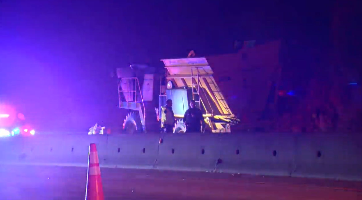 Police at the scene of a fatal crash involving a large farm vehicle on Friday night. 