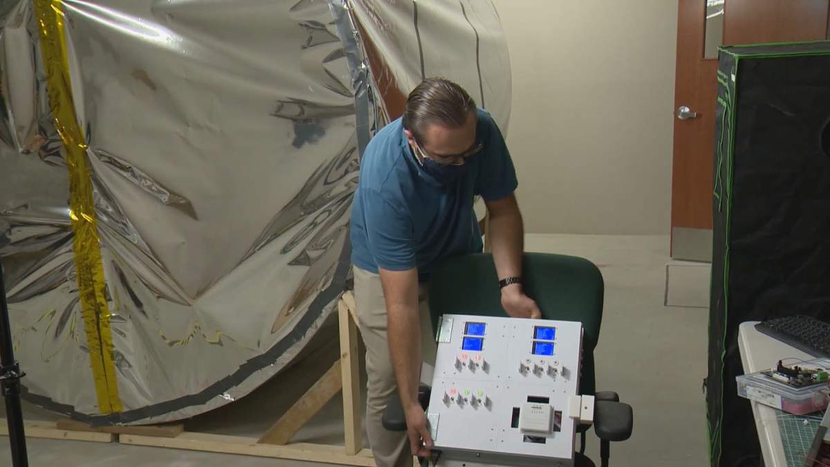 Third-year student Samuel Reddekop designed the electrical system, or “the brains”, of the airlock.