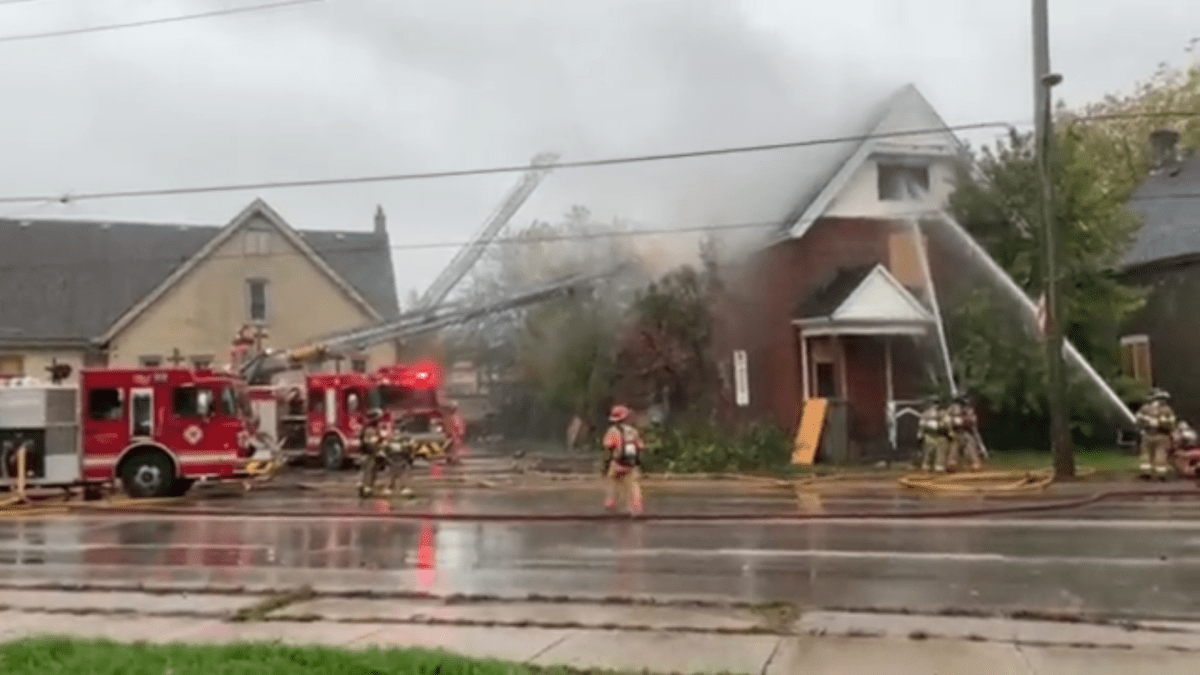 Firefighters faced a stubborn blaze at 254 Hamilton Rd. on Oct. 25, 2021.