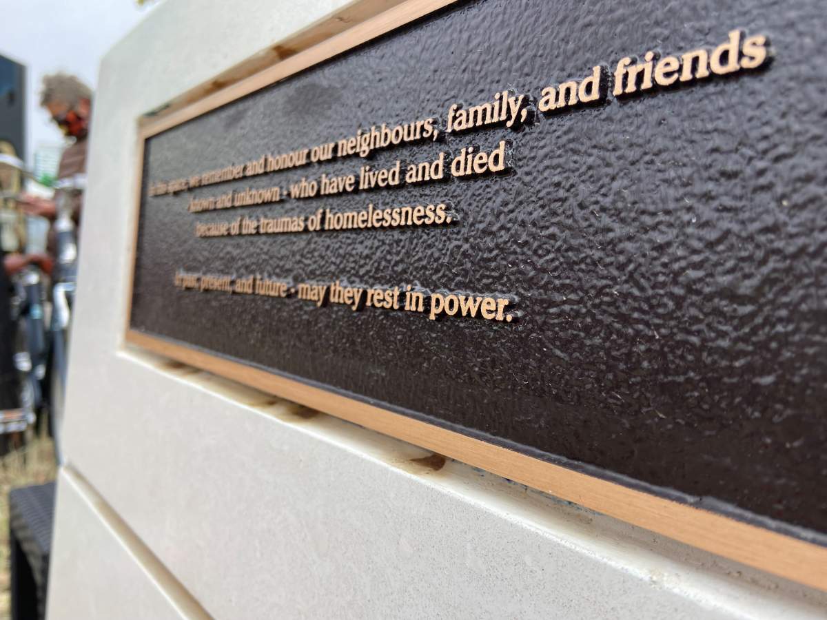 Inscription on homeless memorial.