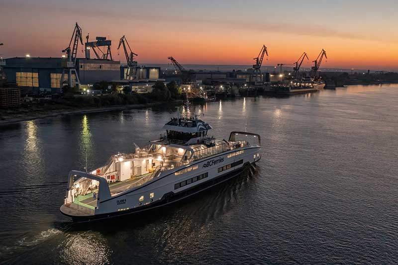 The last of six hybrid diesel-electric ferries purchased by BC Ferries departs a shipyard in Romania on Monday. 