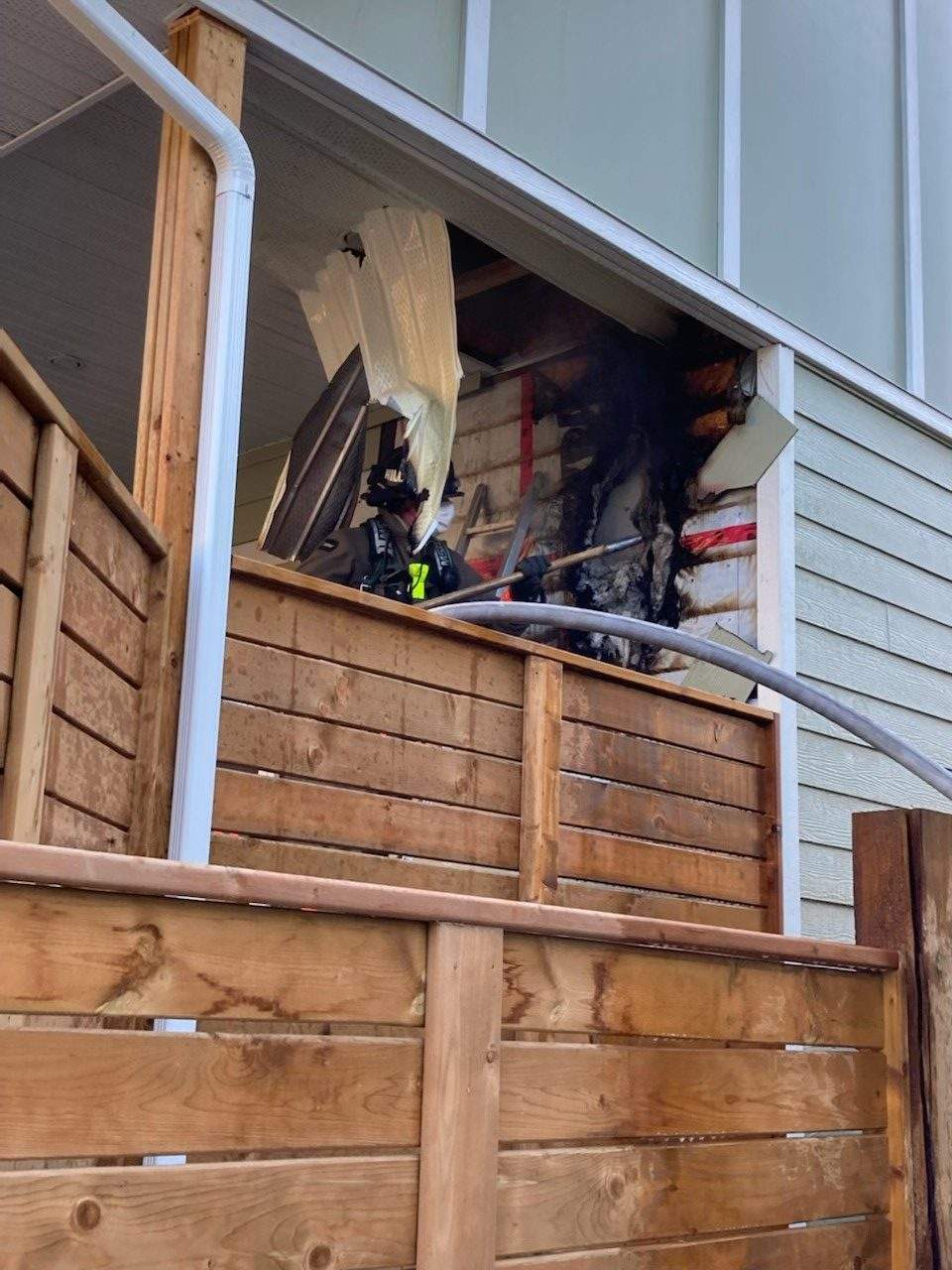 A propane heater that was left on cause a deck fire in Montgomery Place.