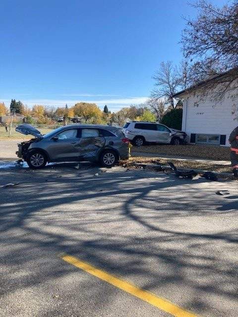 Saskatoon home hit by car after collision - image