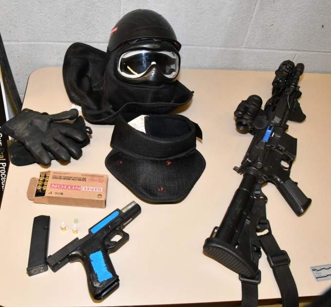 Equipment used by London police members during the exercise.