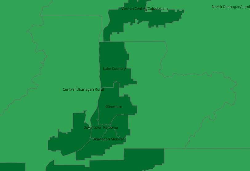 Some Kelowna neighbourhoods are reporting very high vaccination rates. 