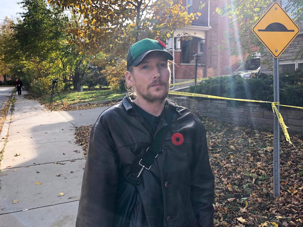 Christopher Bettridge outside of 69 Cartwright St. in London, Ont., Nov. 11, 2021.