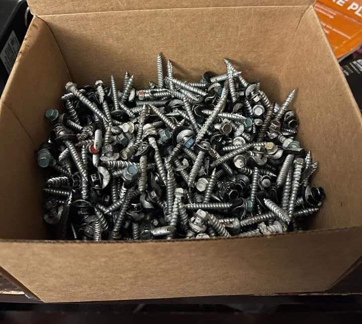 Sam Anderson posted this photo online of screws he picked up on Ness Avenue Monday night.
