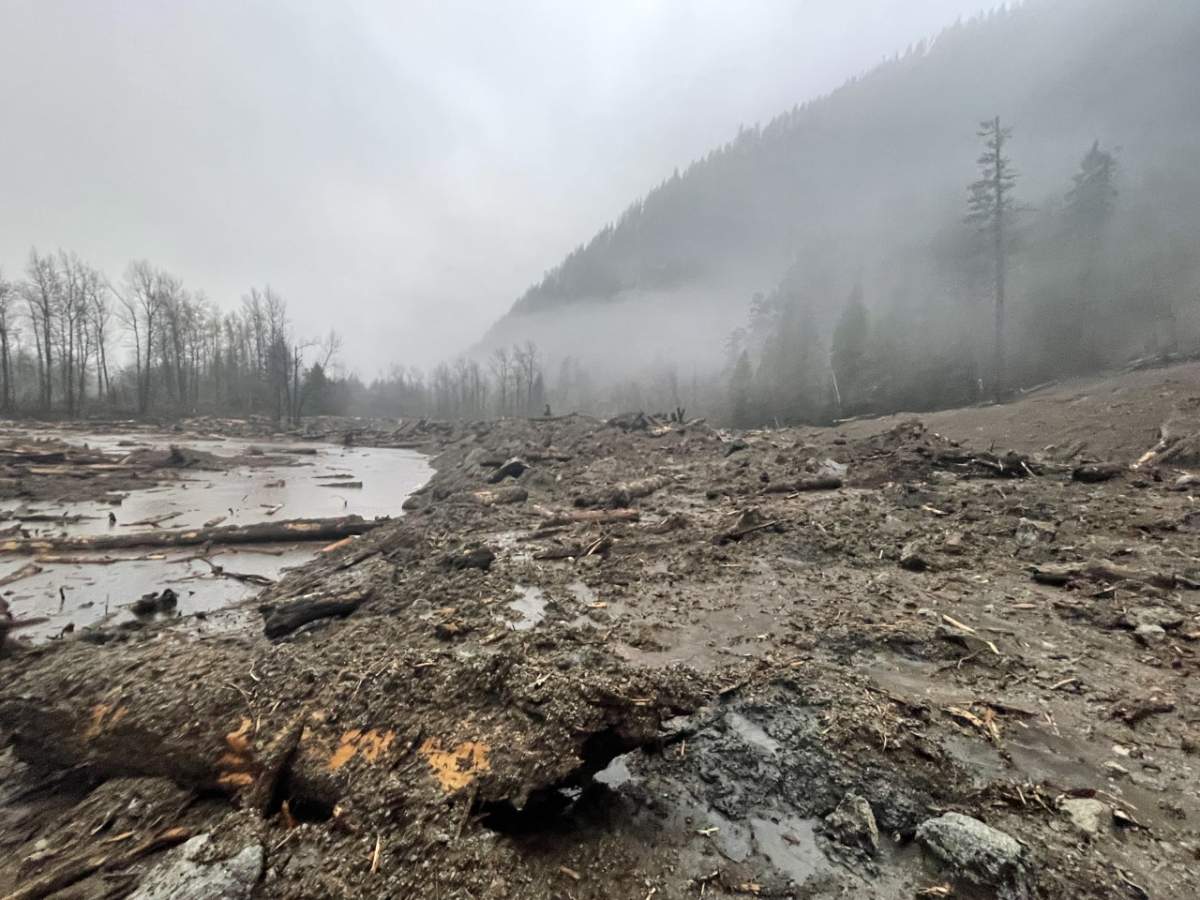 A photo of the landslide in Agassiz.