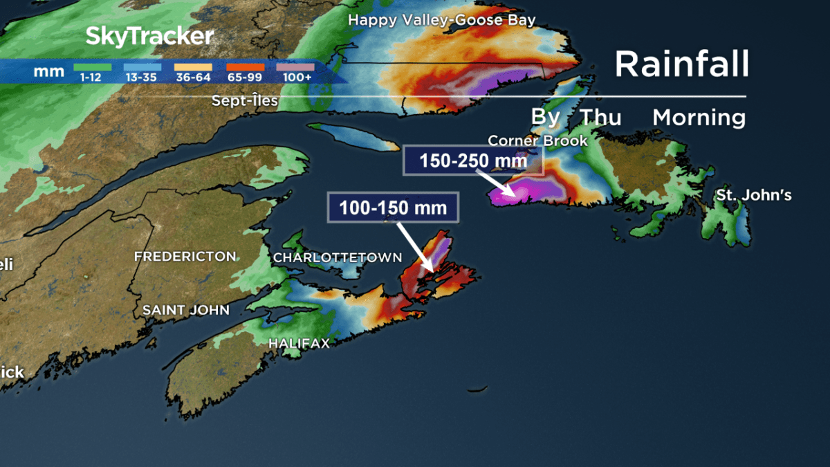 Newfoundland, Atlantic Canada rainfall projections