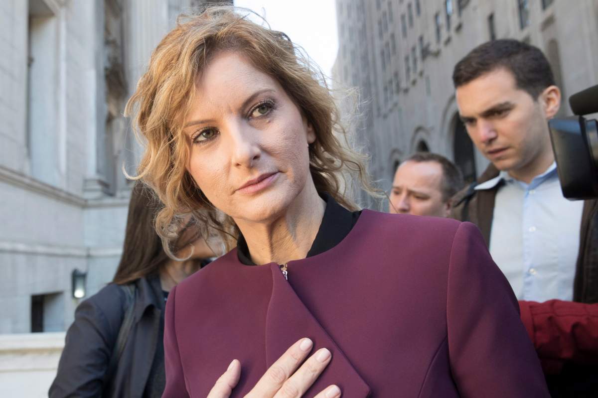 In this Oct. 18, 2018 file photo, Summer Zervos leaves New York state appellate court in New York.
