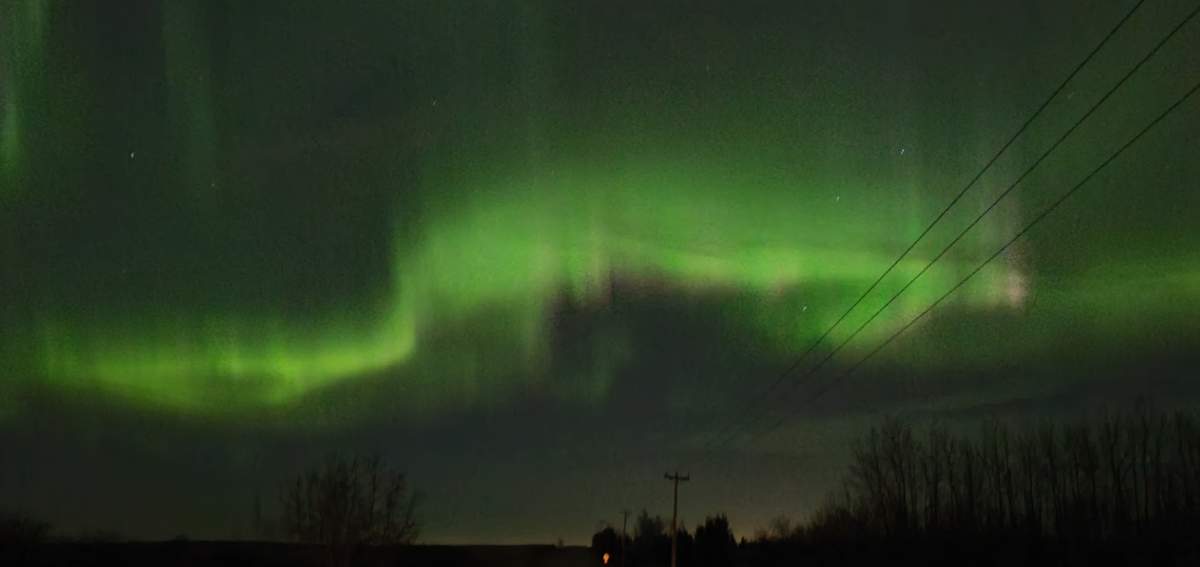 An aurora borealis spotted east of Edmonton on Thursday, Nov. 4, 2021.