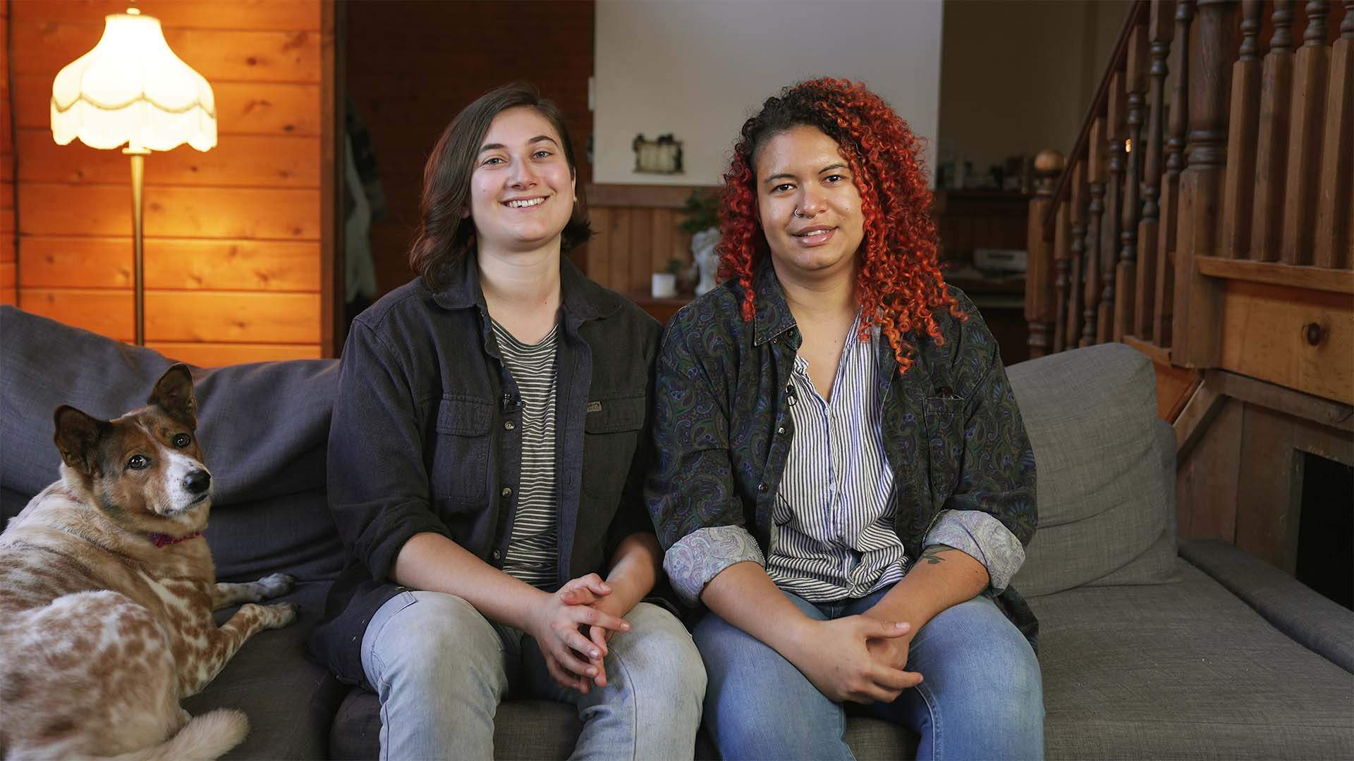 In the fall of 2020, Simone Weinstein (left) and Celeste Lopreiato (right) found their dream property on the outskirts of Markdale and their two dogs, Chester and Zara, enjoy the ample space.
