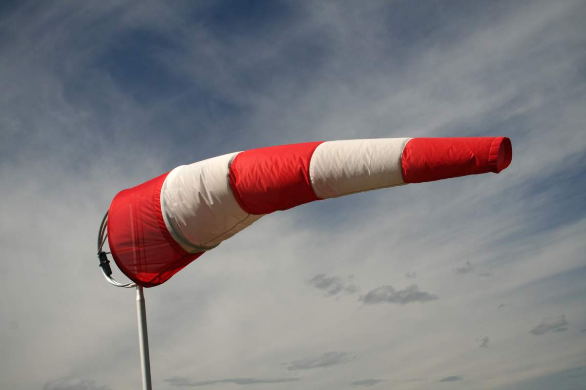A wind sock on a blustery day.