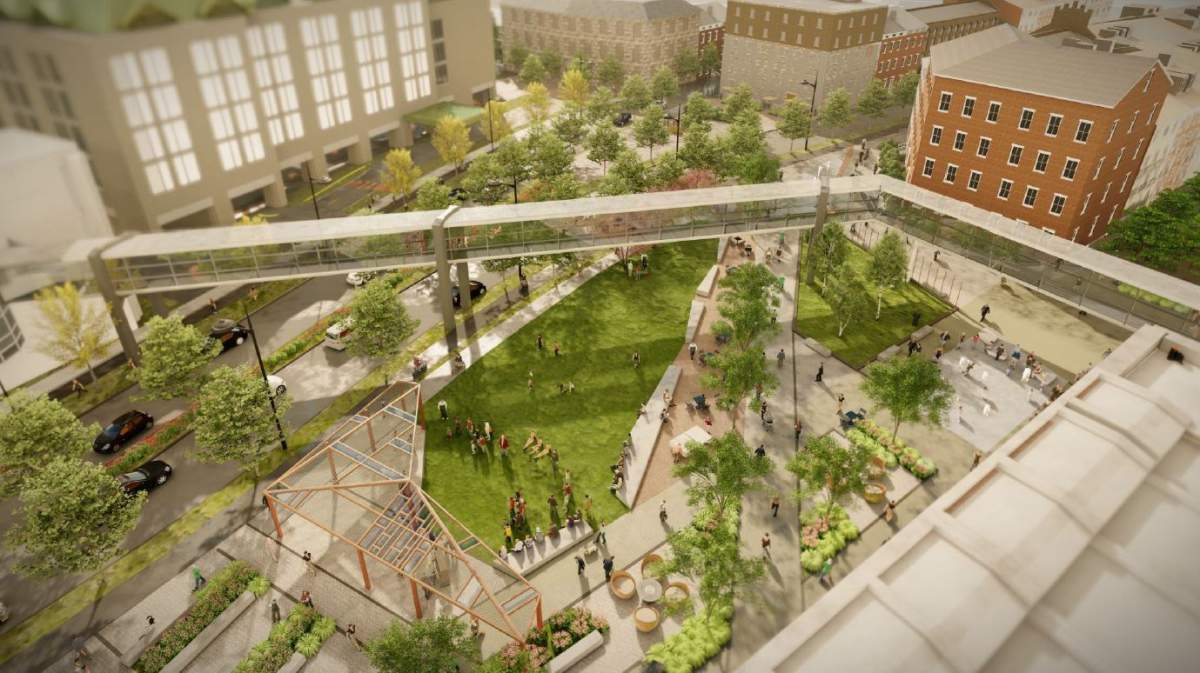 A mock-up of the new proposed Granville Park is shown.