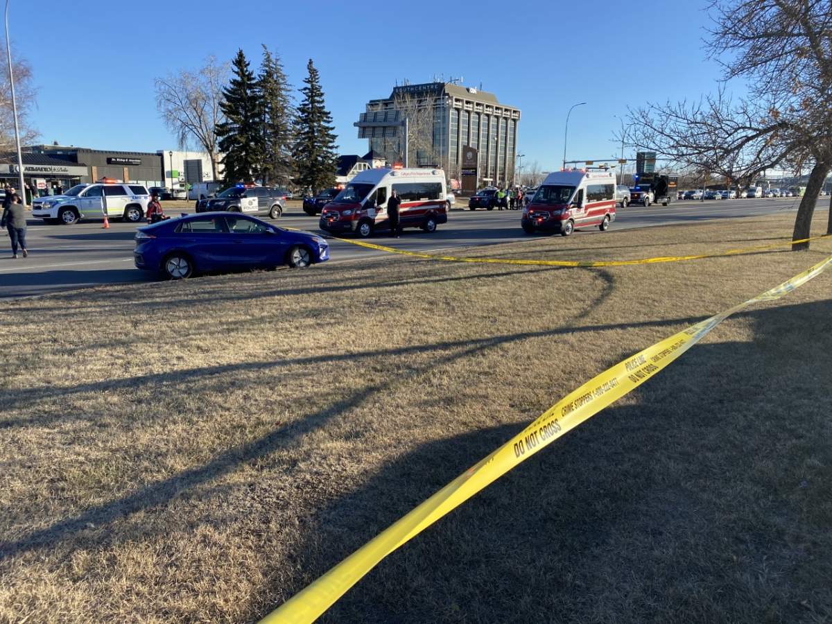 Emergency crews attend multiple collisions near the corner of Macleod Trail and Willow Park Drive on Nov. 29, 2021.