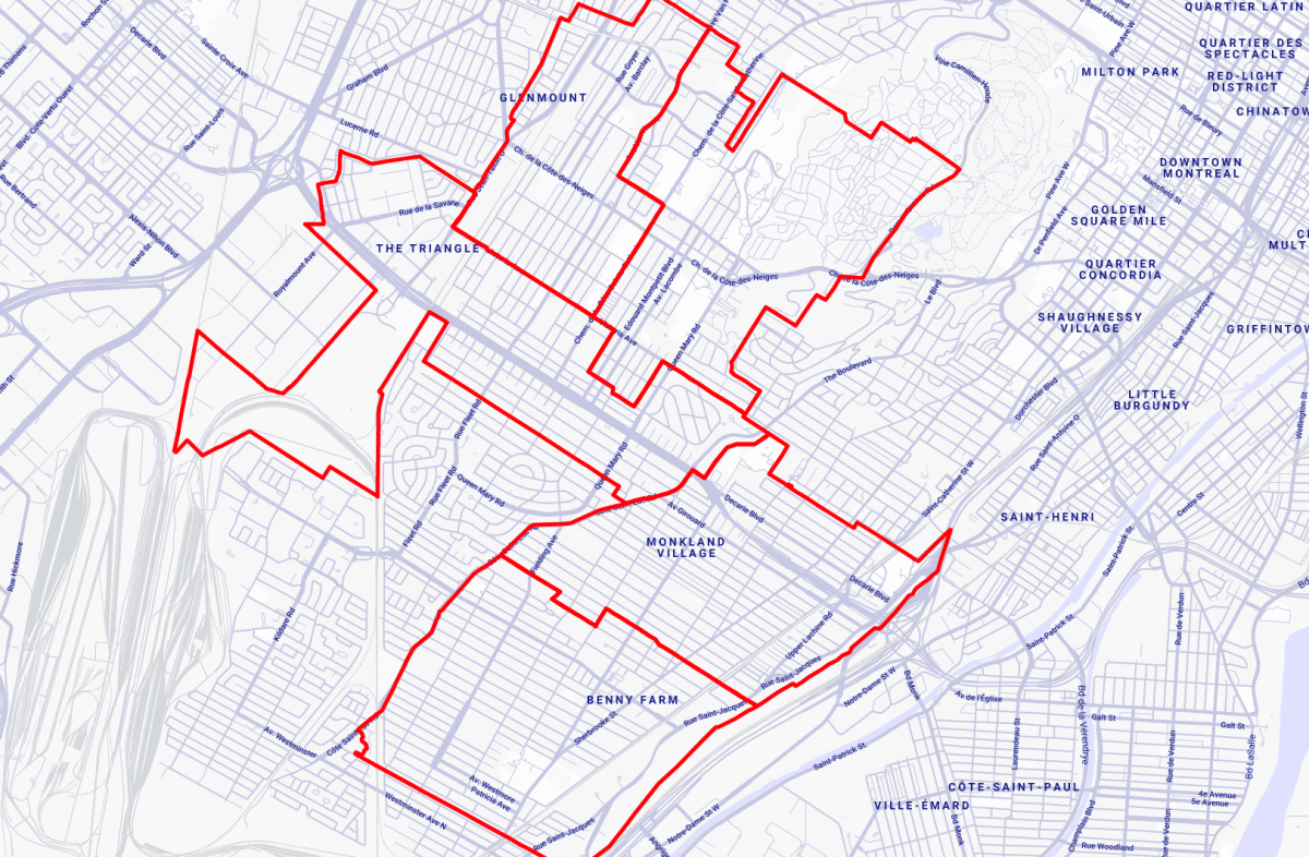 The borough of Côte-des-Neiges - Notre-Dame-de-Grâce is seen on the map.