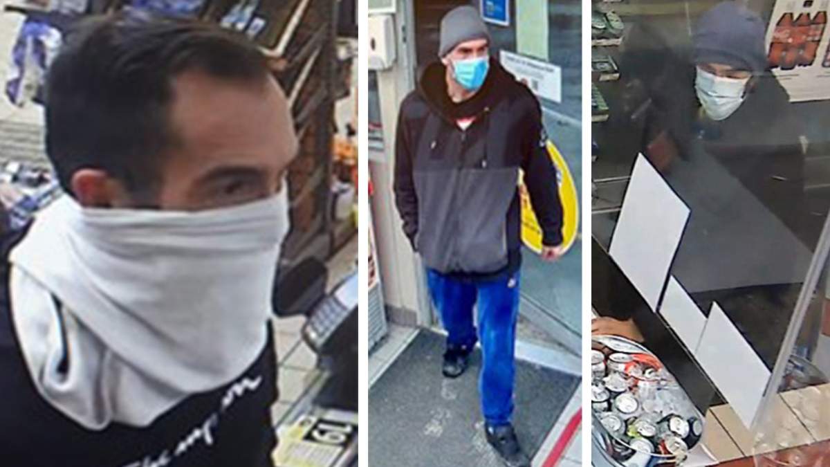 A collage of photos of a suspect that police believe was involved in a string of recent armed robberies that stretched from Lake Country to Osoyoos.
