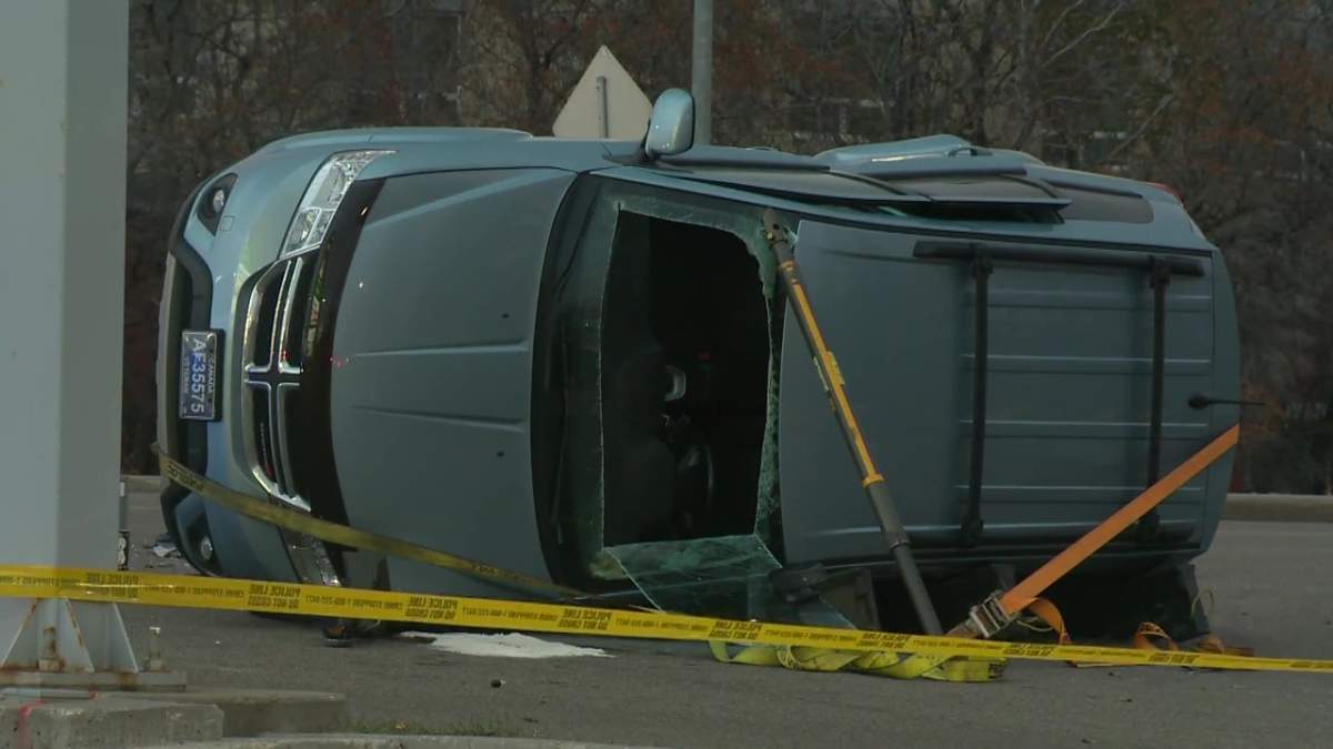 Police investigate a deadly collision in north Edmonton on Nov. 4, 2021.