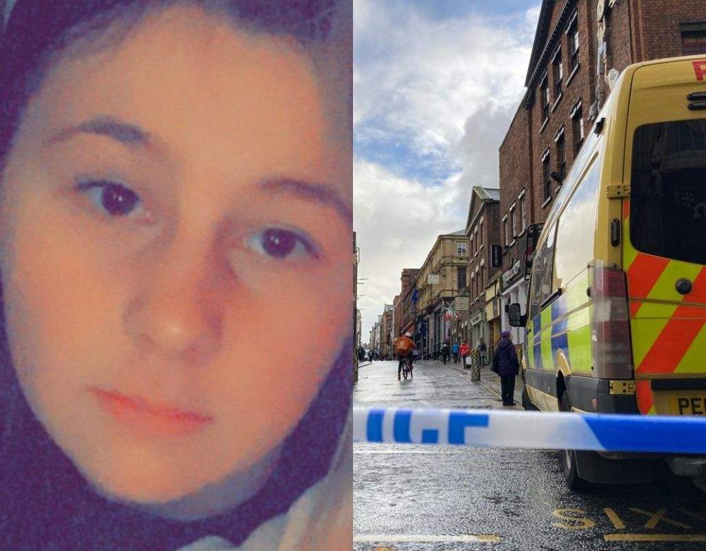 a photo composite showing Ava White and the street where she died