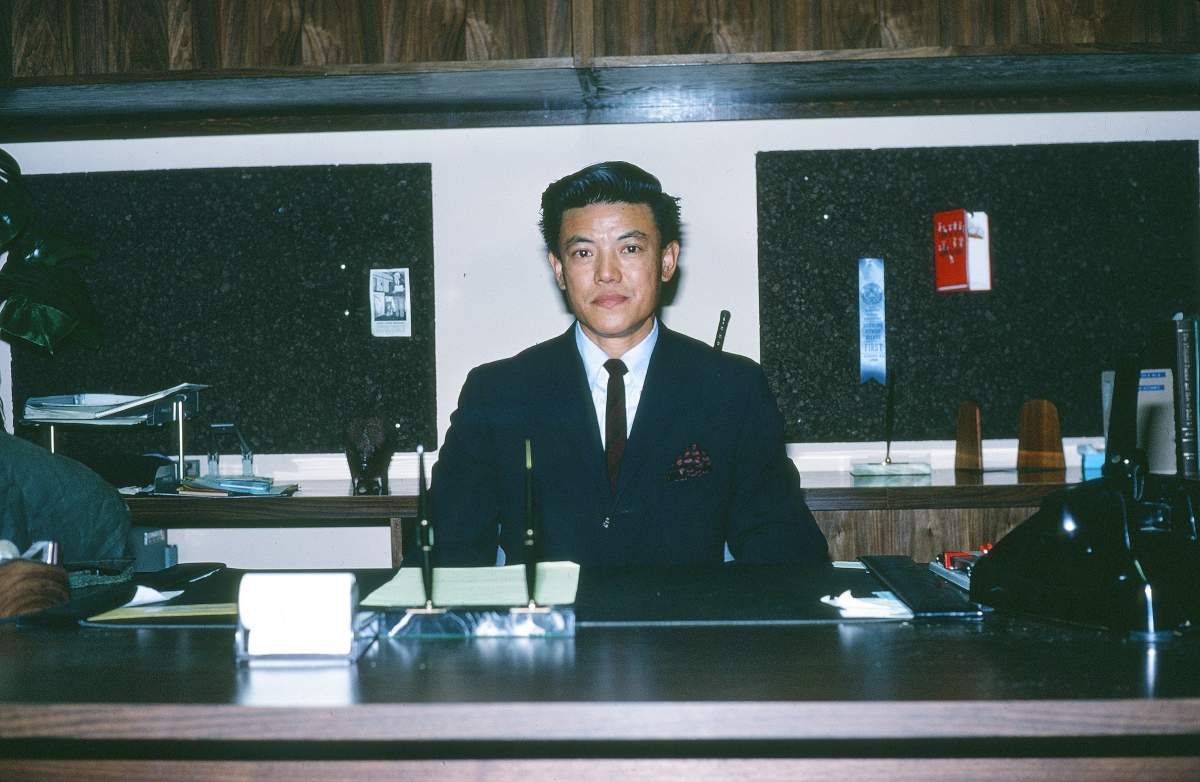 Vancouver’s first Chinese accountant, Bing Chew Wong, at his office in Chinatown.