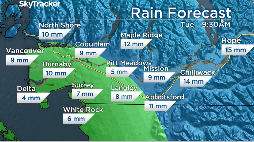 Rain forecast through Tuesday.