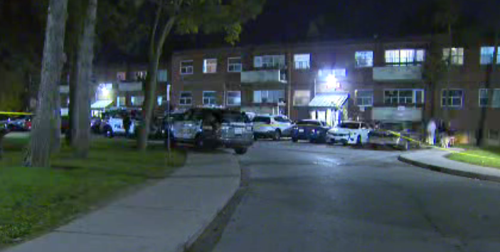 The scene of a shooting that left one man dead in Scarborough.