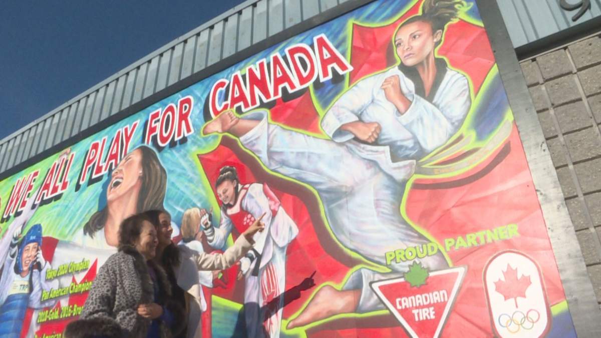Take Pride Winnipeg! and Canadian Tire have unveiled a mural in honour of rising Winnipeg taekwondo star Skylar Park at her family’s taekwondo academy in south Winnipeg.