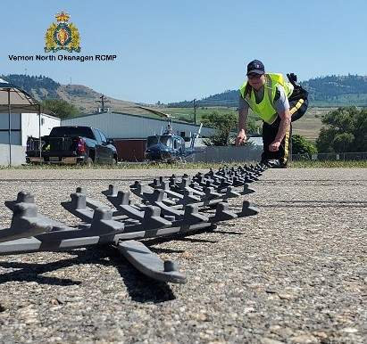 FILE. North Okanagan RCMP used a spike belt to stop a car that had been stolen. 