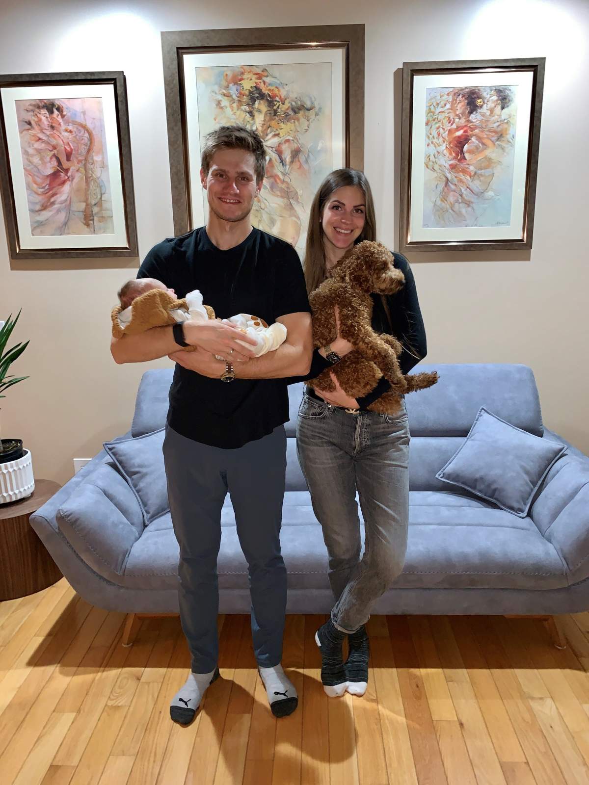 Val Borschevsky, Maja Borschevsky and their daughter Emilia pictured in their home in Stouffville, Ont.