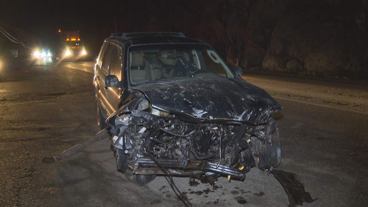 The aftermath of a collision on Highway 97 Friday afternoon.