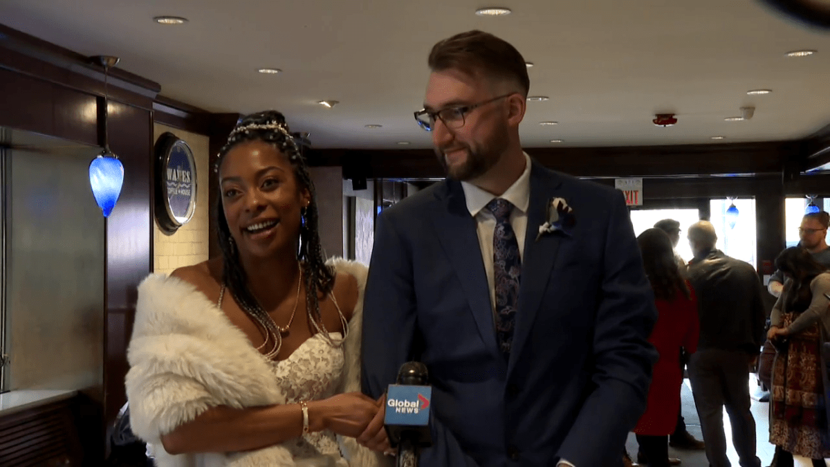 Calgarians Elizabeth Palmer and Cameron Nobles got married at Waves Coffee House in Calgary on Saturday, Nov. 20, 2021.