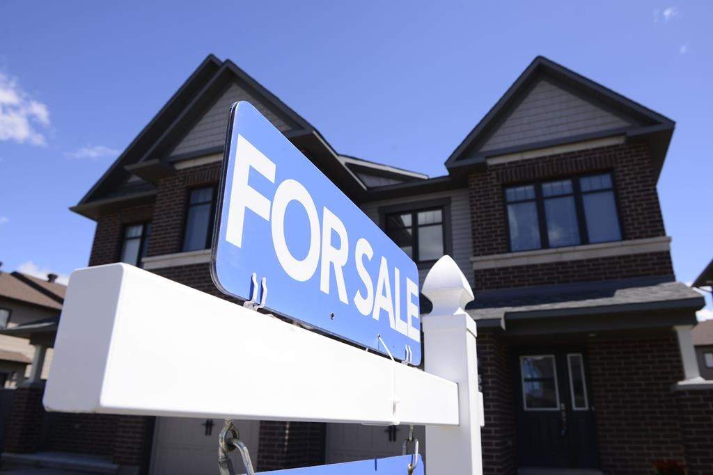 For sale sign in busy real estate market. 