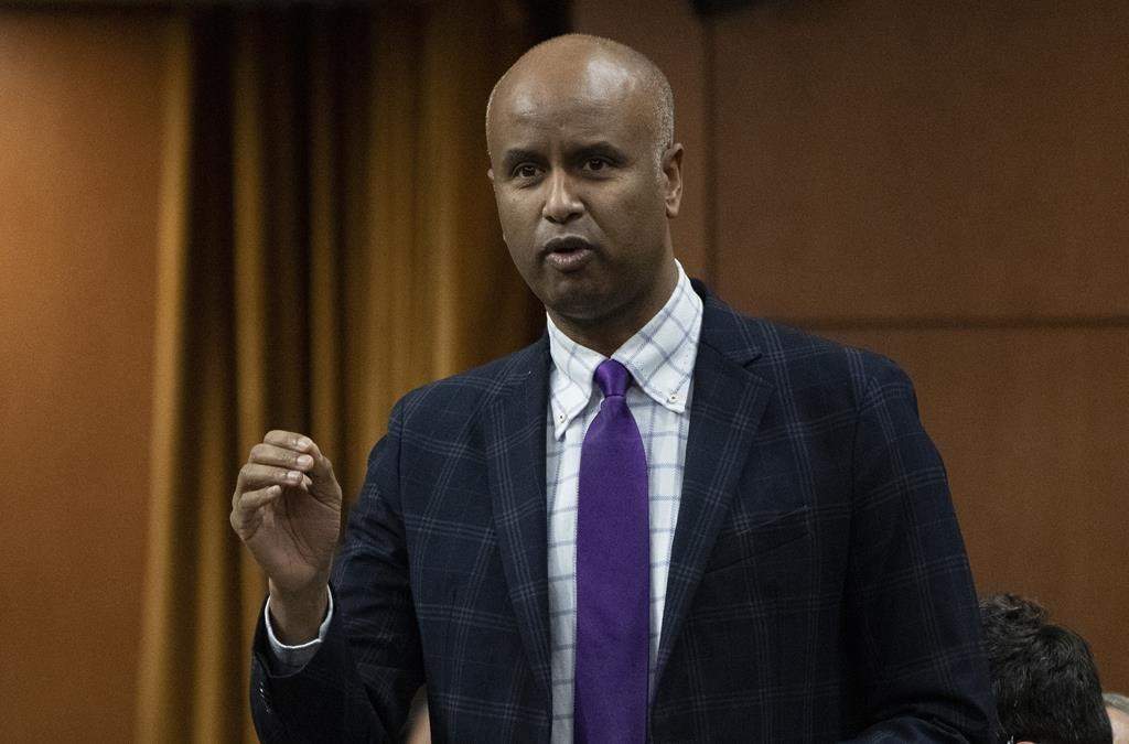 Liberal MP for York South-Weston Ahmed Hussen rises during question period on Tuesday, Dec. 7, 2021 in Ottawa.