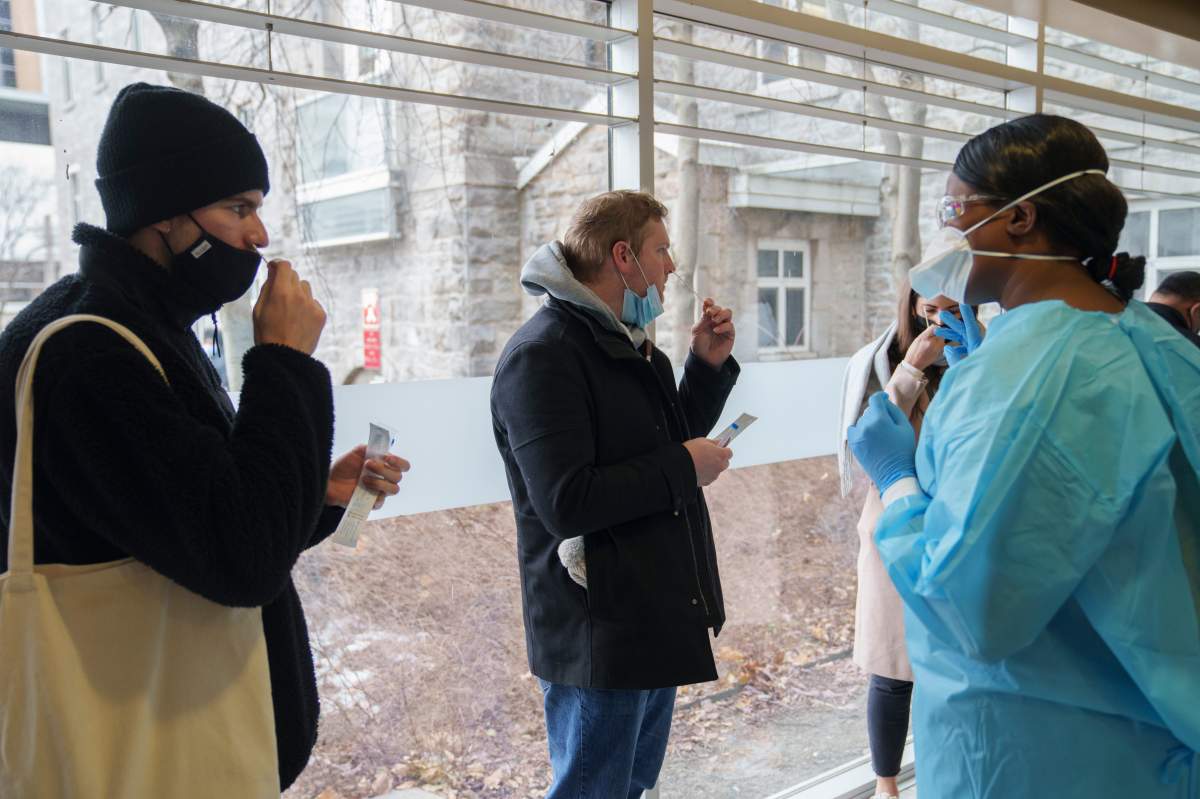 COVID-19 rapid testing is shown in this file photo.