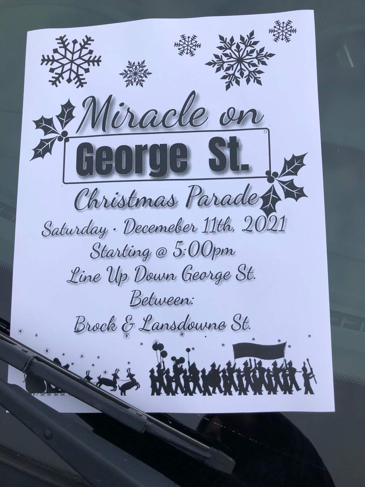Flyers were distributed on vehicles in the parking lot of Lansdowne Place mall on Friday promoting the parade.