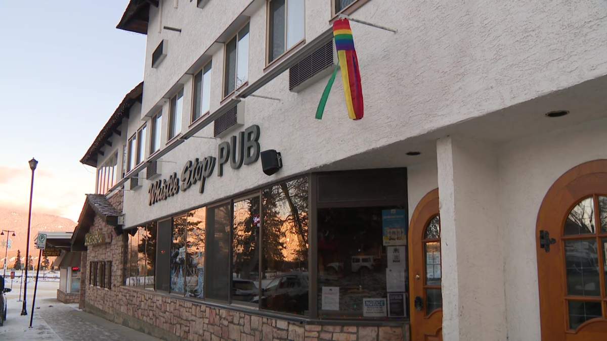 A pub in Jasper, Alta. in December 2021.