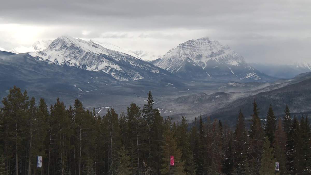 The Rocky Mountains as seen from Marmot Basin ski resort in Jasper, Alta. in December 2021.
