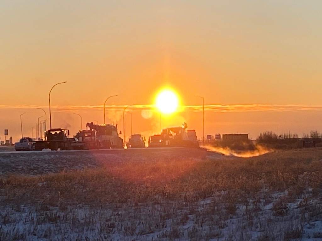 A semi-trailer caught fire on Highway 1 Tuesday, Dec. 12, 2021.