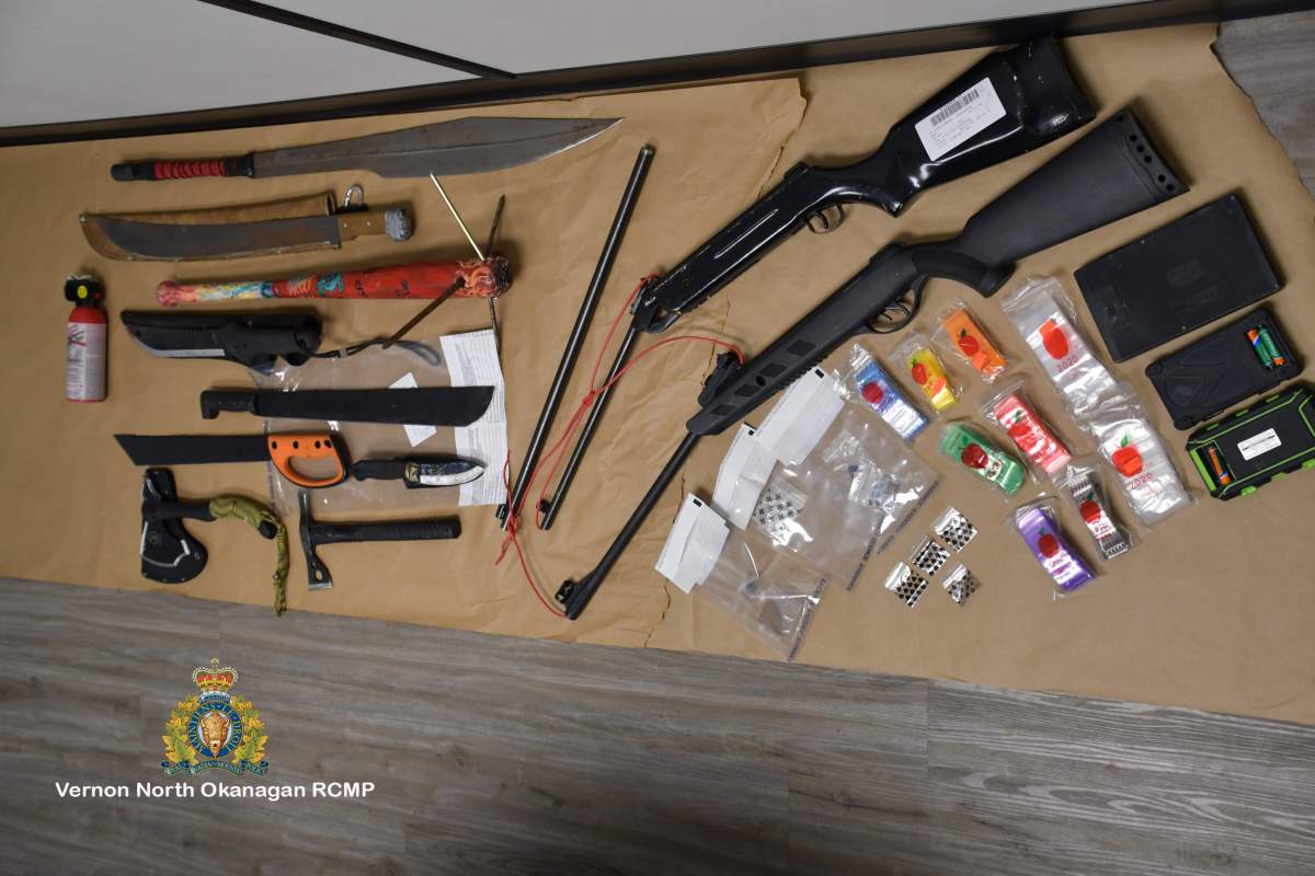 Police say officers located suspected quantities of fentanyl, meth and cocaine, along with weapons and cash.