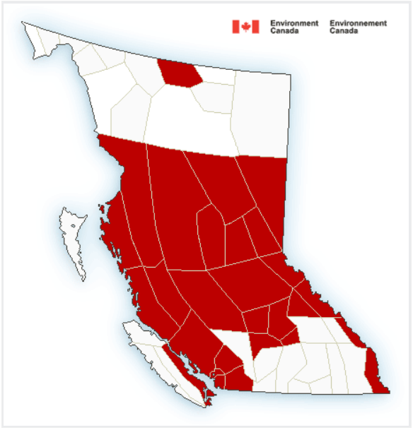 Environment Canada has put much of the province under extreme cold and Arctic outflow warnings on Dec. 27, 2021.