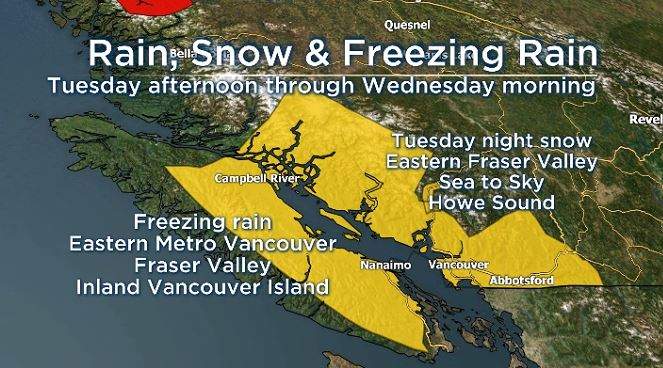 A look at the snow and freezing rain that will hit the province this week.