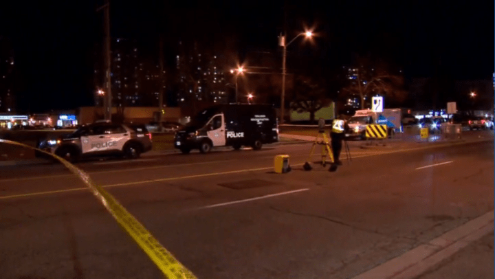 Police at the scene of the collision on Sunday.