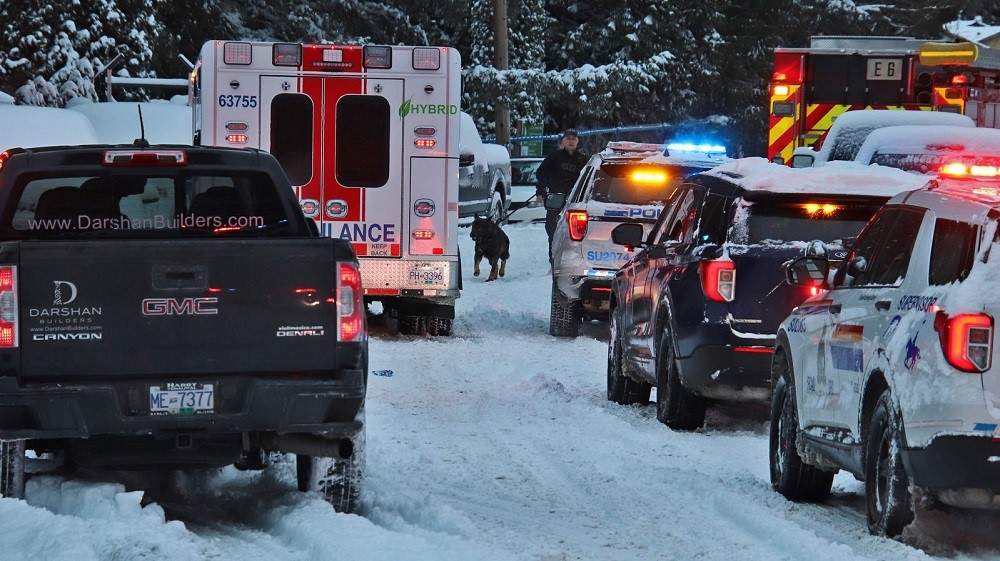 A Surrey RCMP K9 unit attends a shooting in Whalley Thursday morning. 
