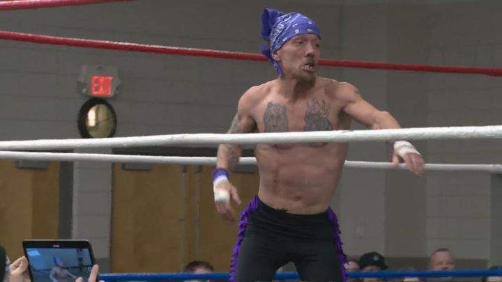 Calgary wrestler Bruce Rutter at an event in Strathmore, Alta., on Jan. 29, 2022.