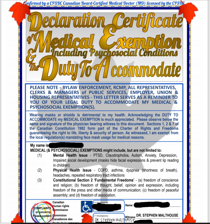 Vaccine exemption