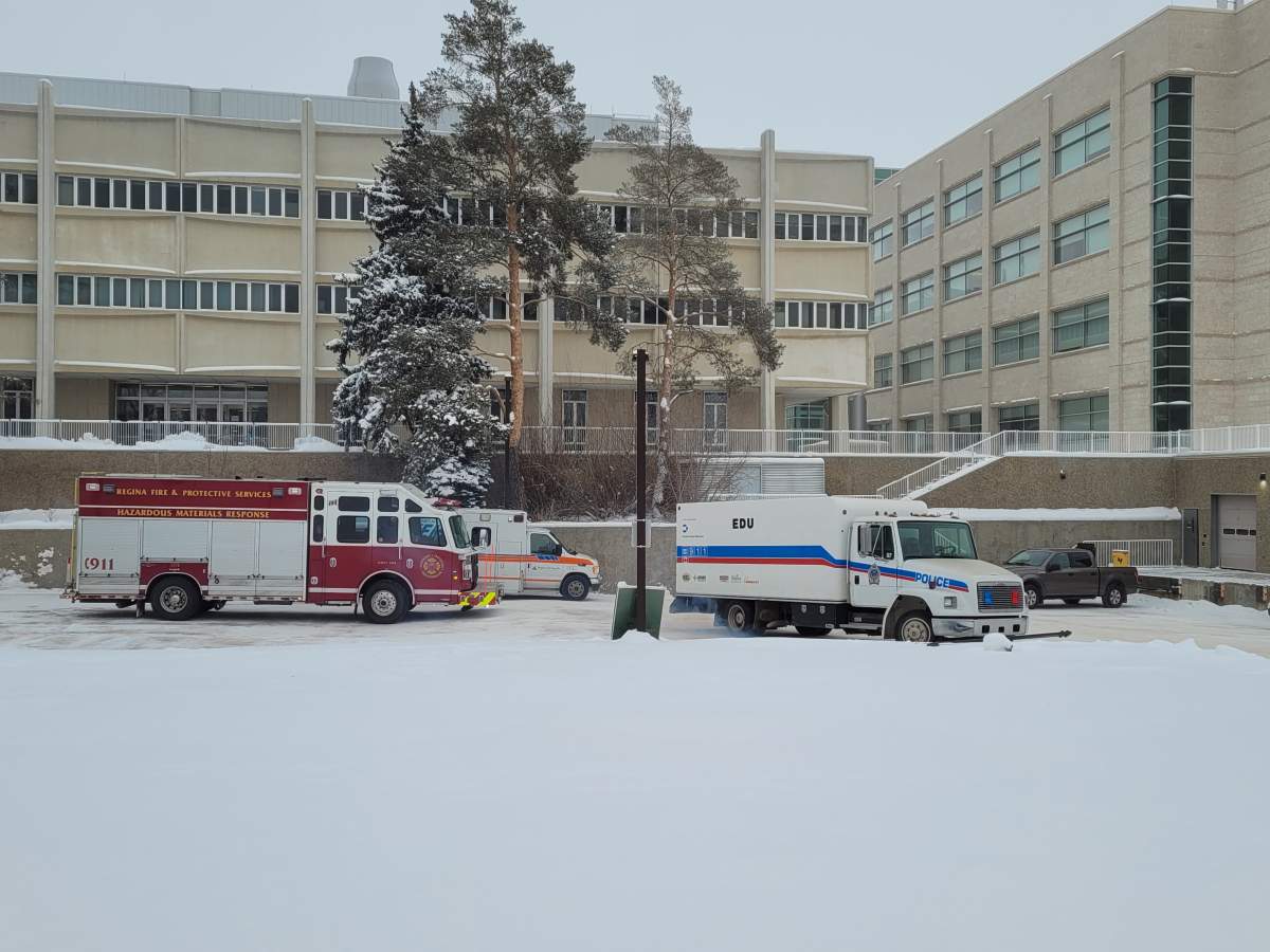 Fire, EMS and RPS explosives/chemical disposal experts prepare for hazardous chemical removal at U of R.